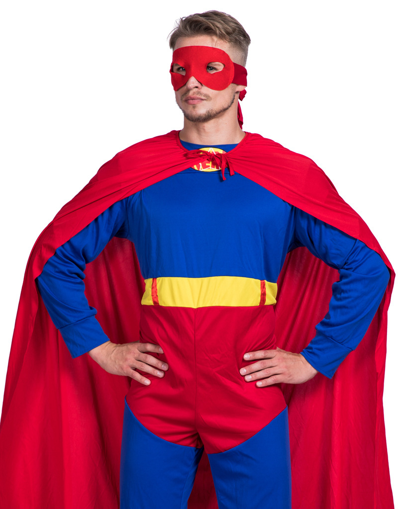 (190-195cm) Fasnachts Erwachsenen Kostüm Superhelden Umhang Verkleidung für Motto Partys / Halloween - Rot / Blau