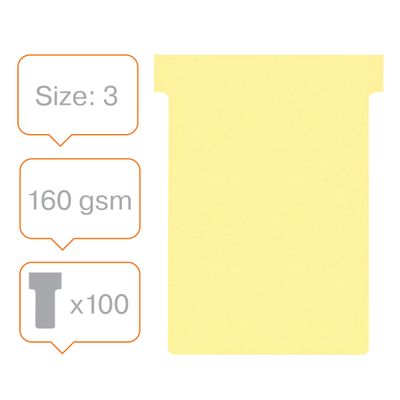 Nobo - 100 Fiches en T - Taille 3 - jaune