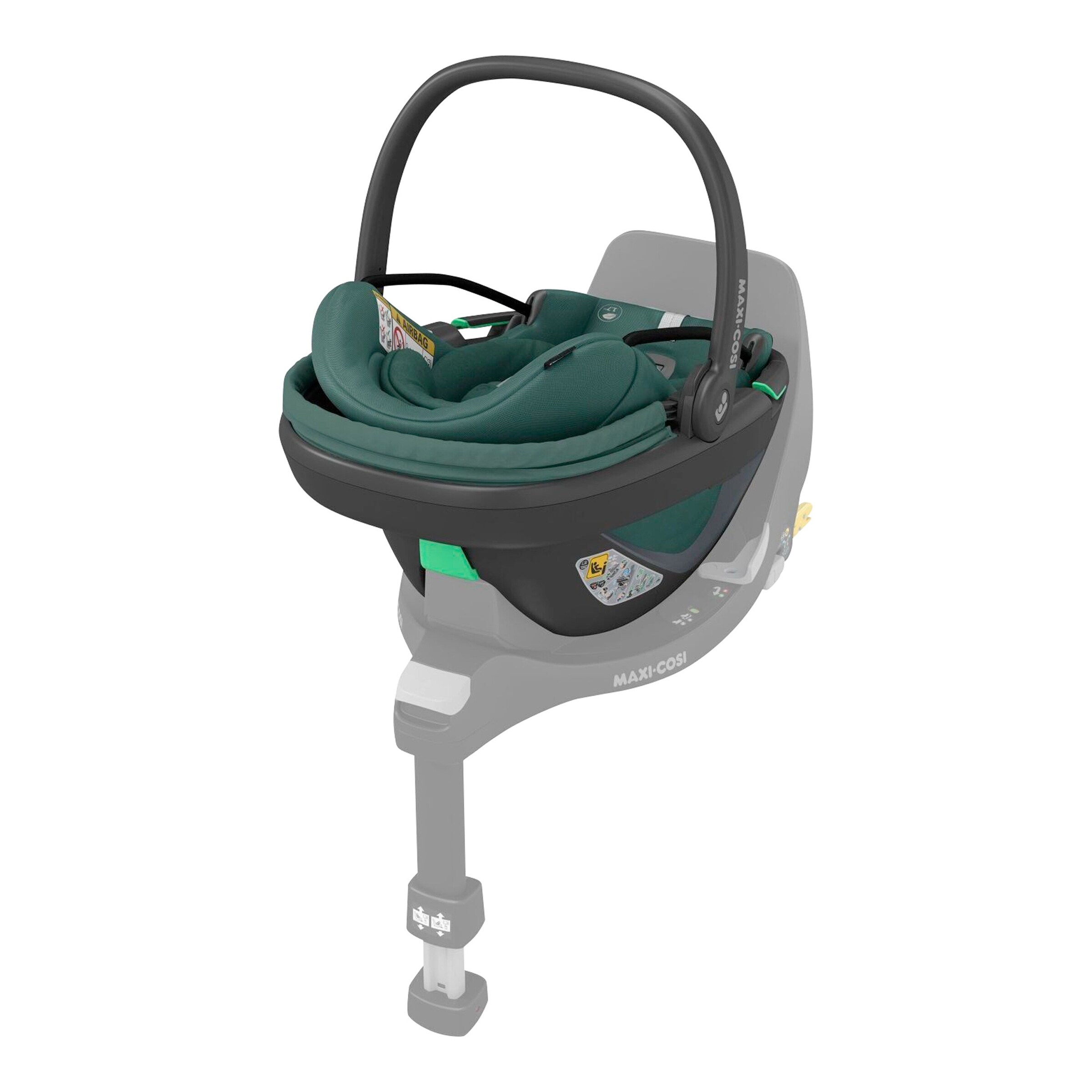 Maxi-Cosi Babyschale Coral 360 i-Size Bundle inkl. Isofix-Basis FamilyFix 360 essential green