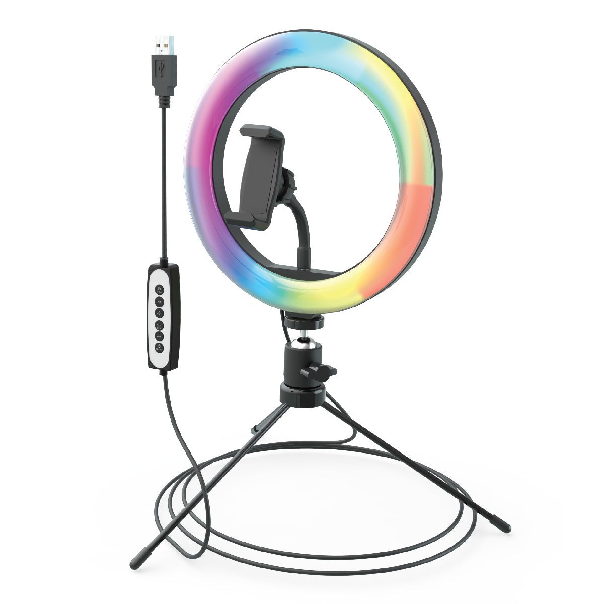 Digipower Shooting Star RGB ringlicht met statief en smartphonehouder