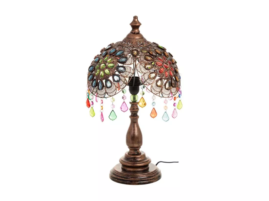 Lampe en métal avec perles en cristal acrylique colorées