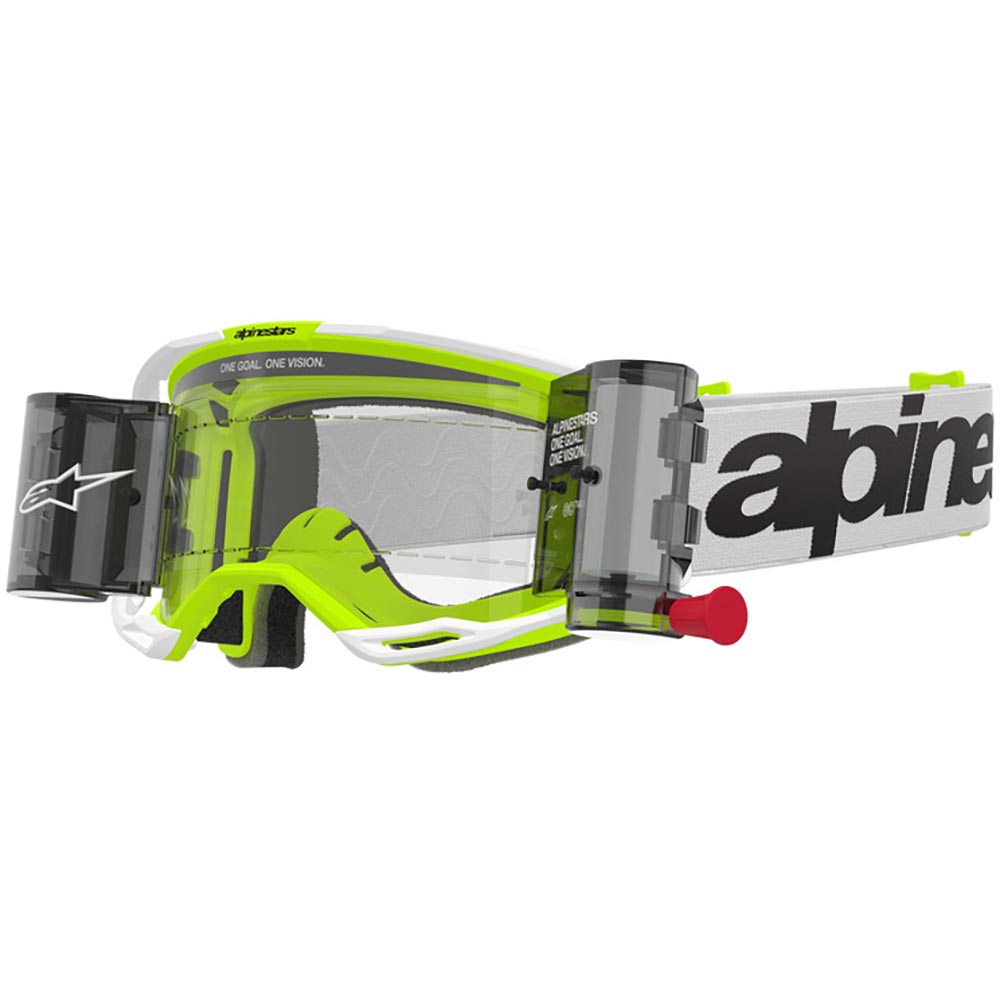 Alpinestars - Masque Vision 8 Wordmark Roll-Off Blanc / Noir / Jaune fluo / Transparent