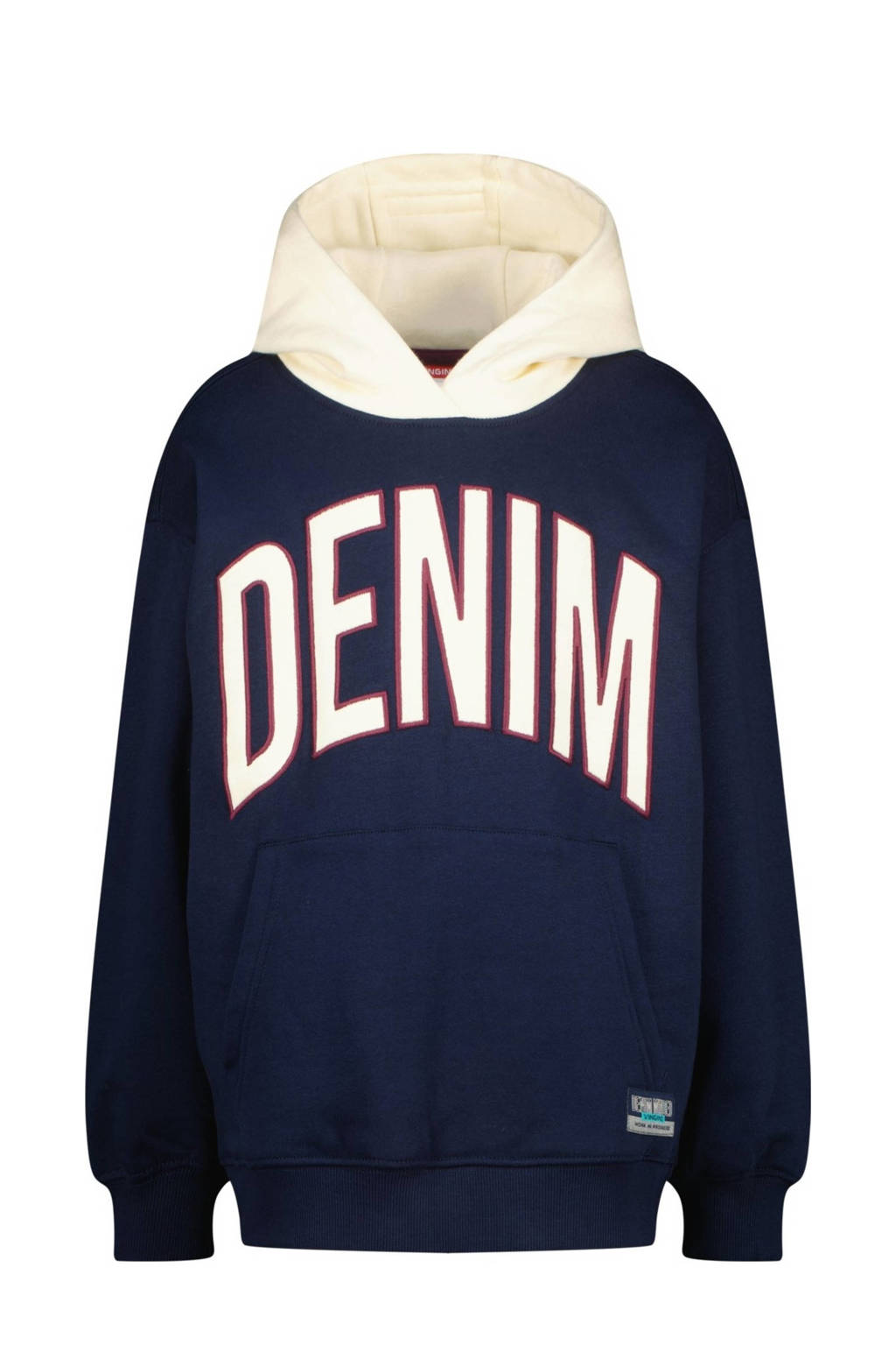 Vingino hoodie Nano met printopdruk donkerblauw/offwhite