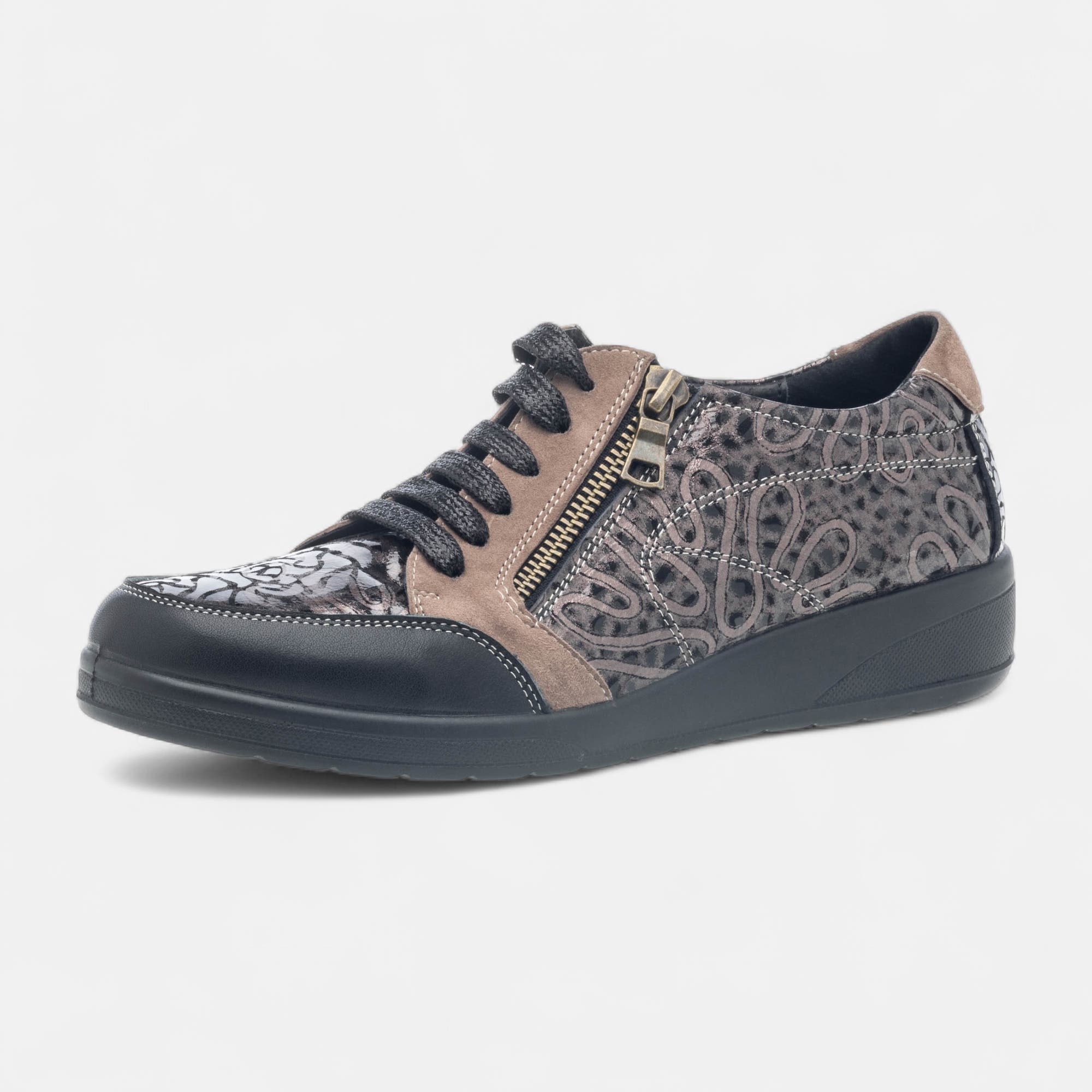Derbies pieds sensibles Femme en cuir taupe