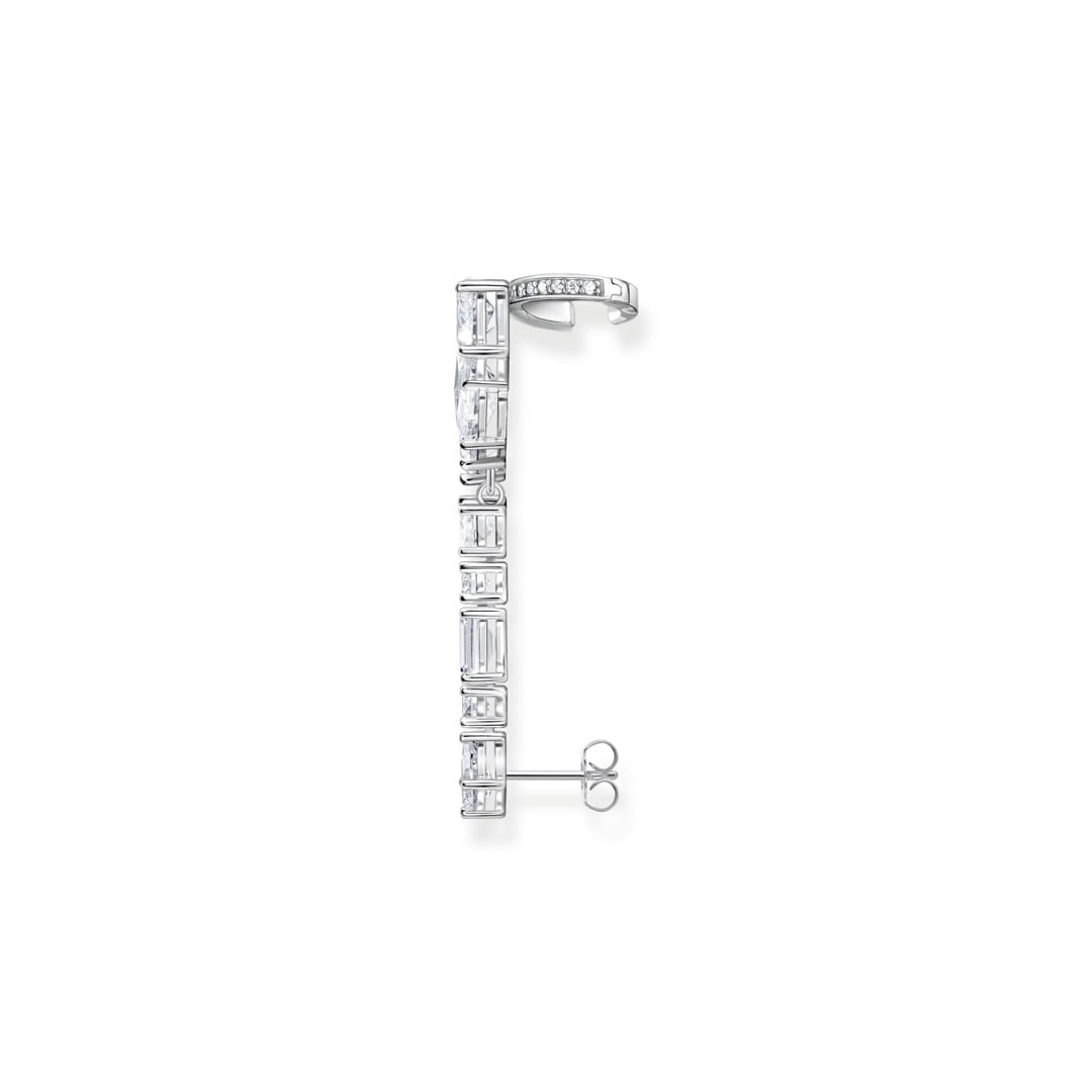 Thomas Sabo Einzelohrstecker im Earclimber-Stil mit weissen Steinen Silber