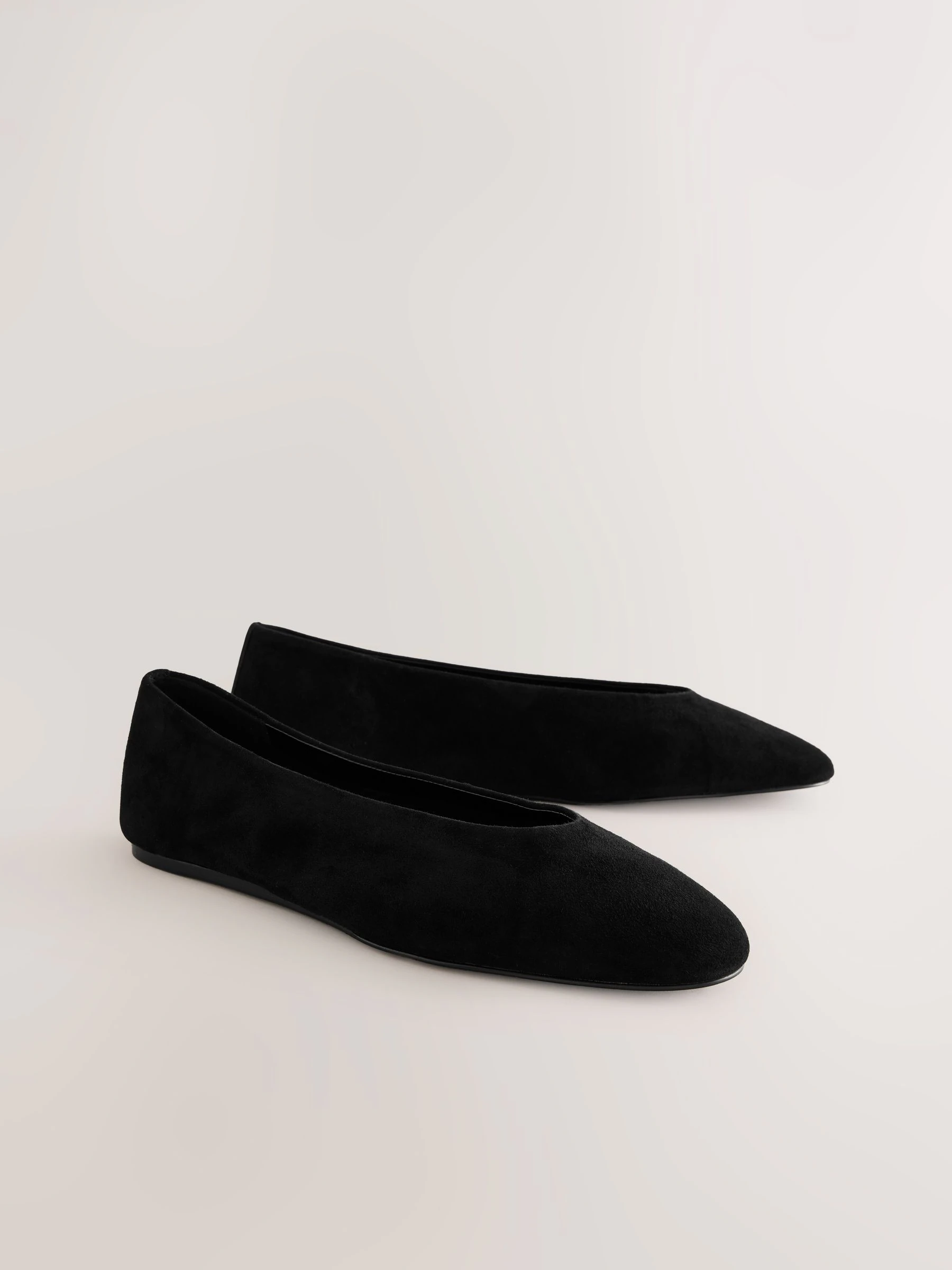 Zwart suède - Leren ballerina met ronde neus