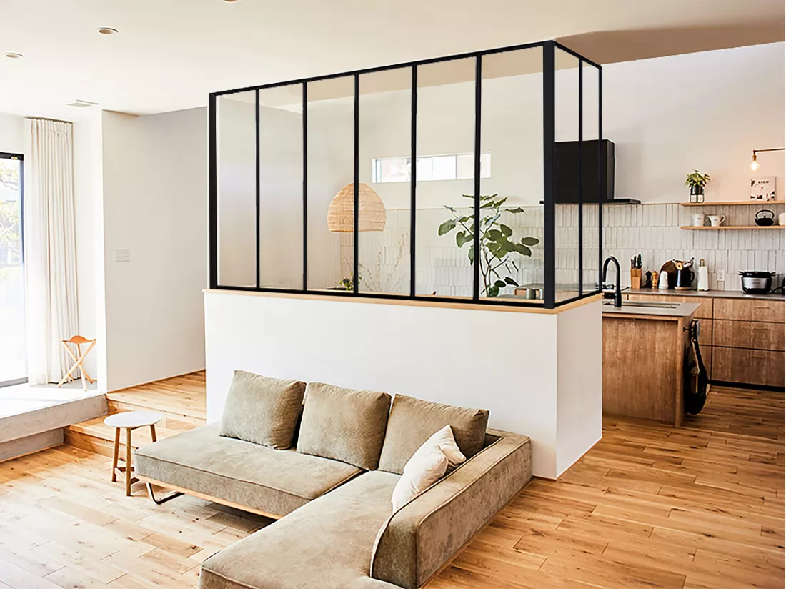 Verrière d'angle atelier en aluminium thermolaqué - L180 x L60 x H130 cm - Noir - BAYVIEW