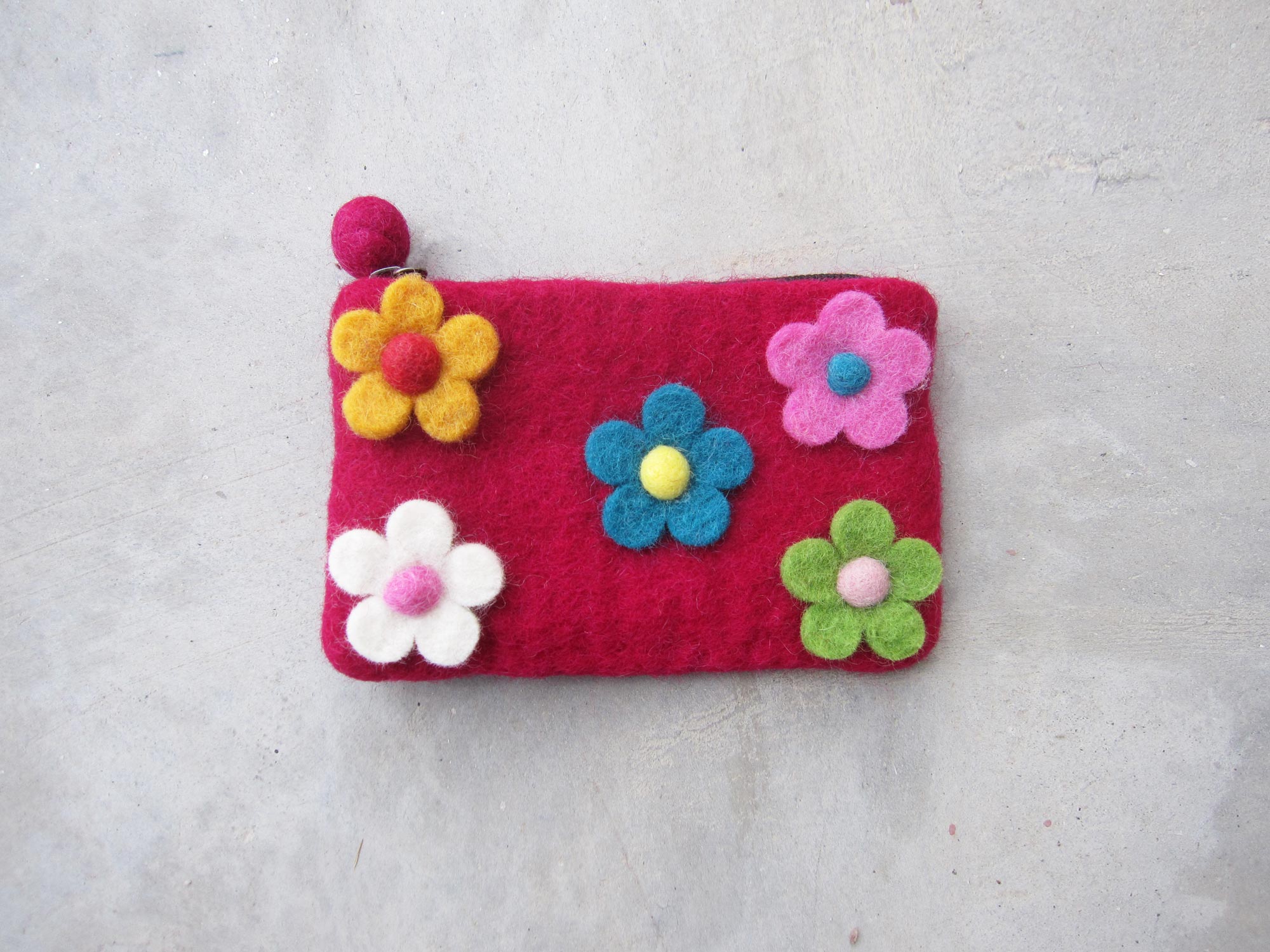 Filz-Etui mit Zipper 'Blumen', pink, B 16 cm, H 10 cm günstig bestellen