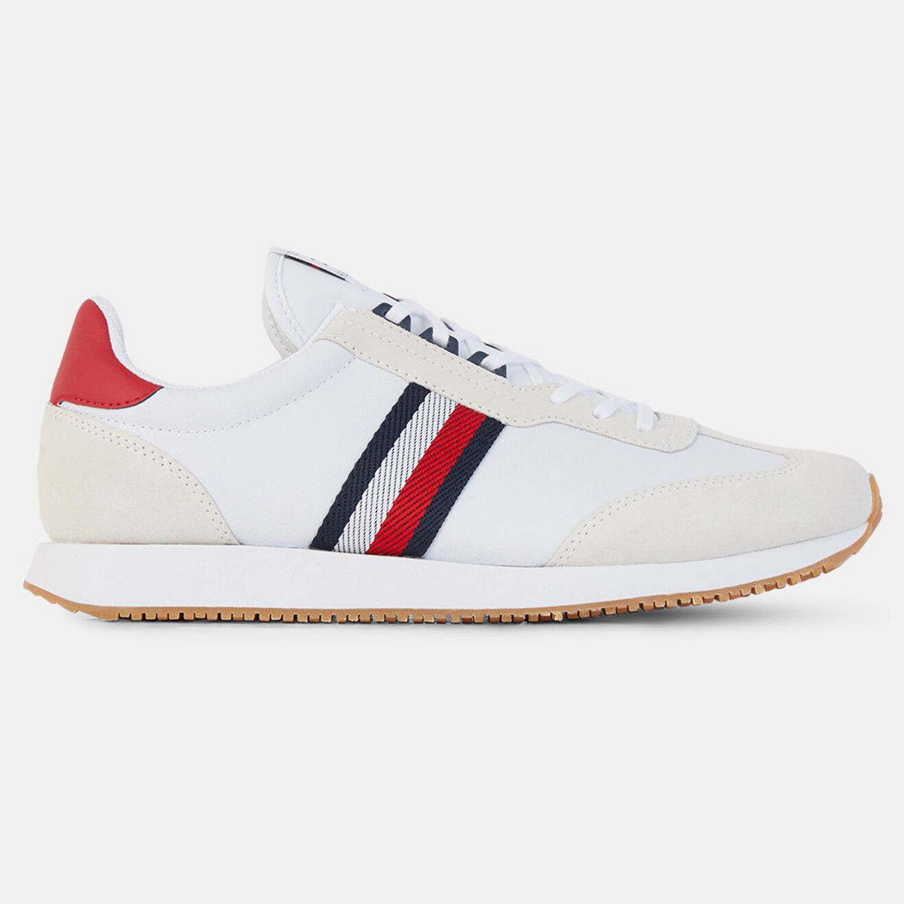 Tommy Hilfiger Baskets en Cuir  Running Mix Stripe blanc/beige
