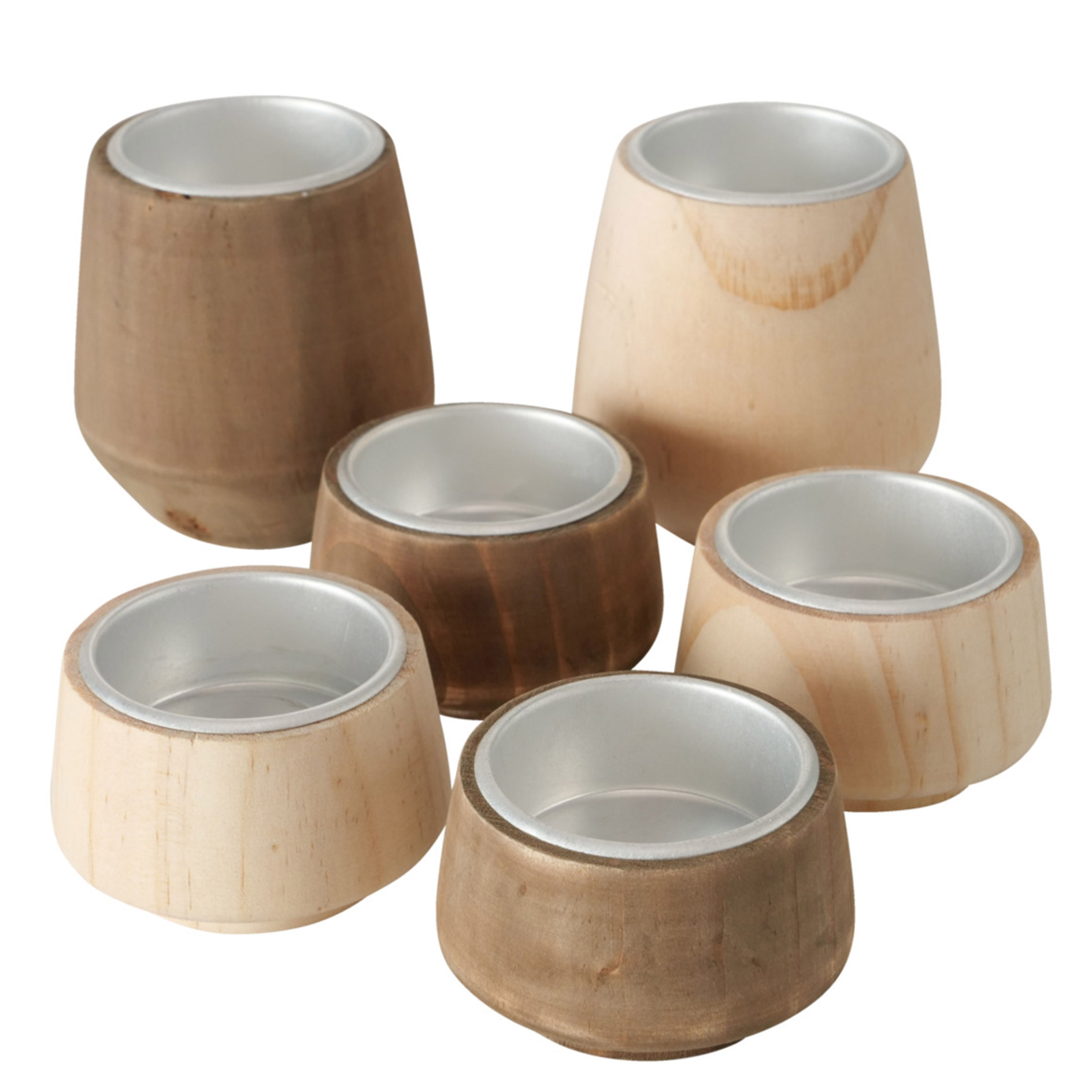 3-teiliges Teelichthalter-Set - beige oder braun - sortiert