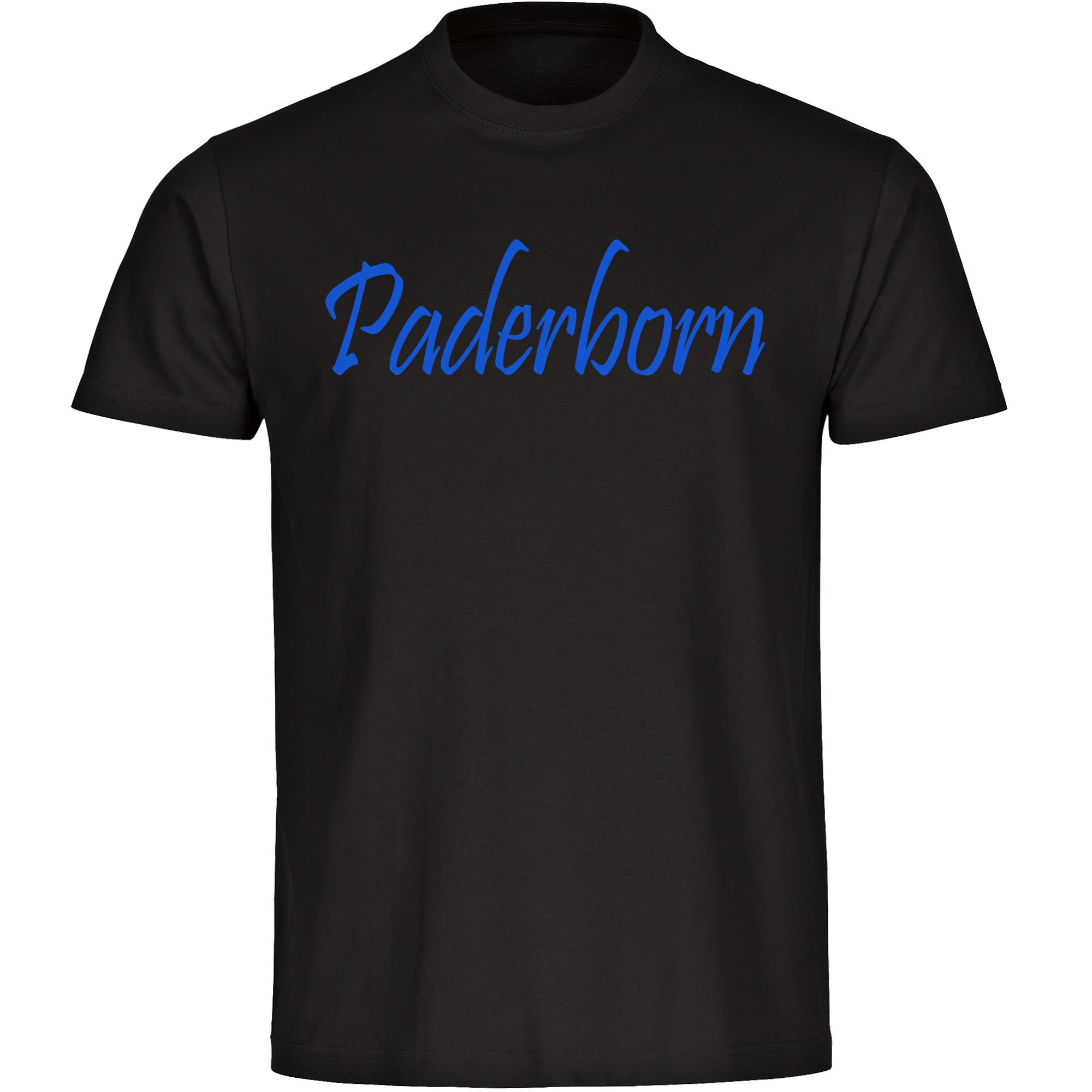 multifanshop® Herren T-Shirt - Paderborn - Schriftzug - Druck blau