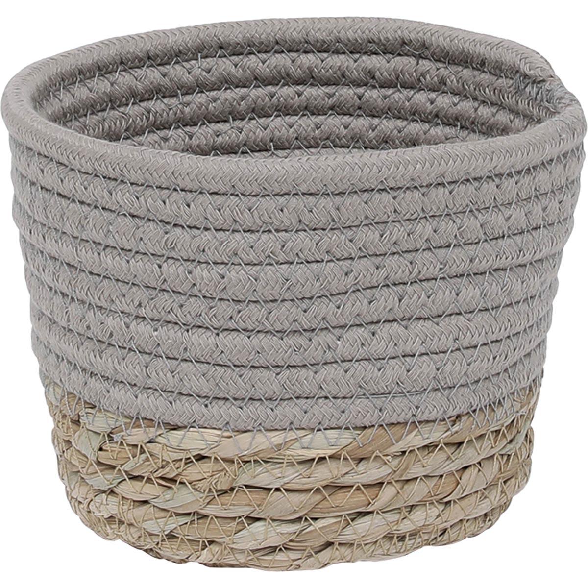PANIER ROND COTON MATIERE VEGETALE TAUPE NATUREL D.15X12CM
