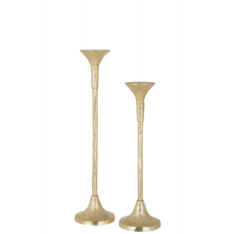 Set de 2 chandeliers en aluminium or h 47 et 39 cm