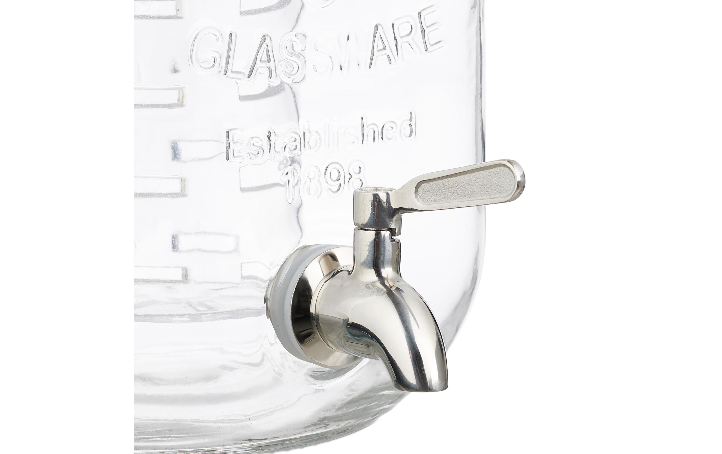 Getränkespender mit Fruchteinsatz 4 LiterRetro-Trinkspender aus Glas