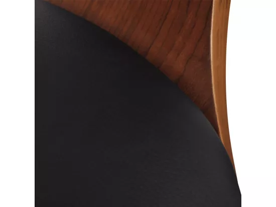 Chaise de bar simili cuir noir et bois marron Valone - Lot de 2