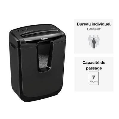 Fellowes Powershred M-7C - destructeur de documents coupe croisée - 7 feuilles - Corbeille 14 litres