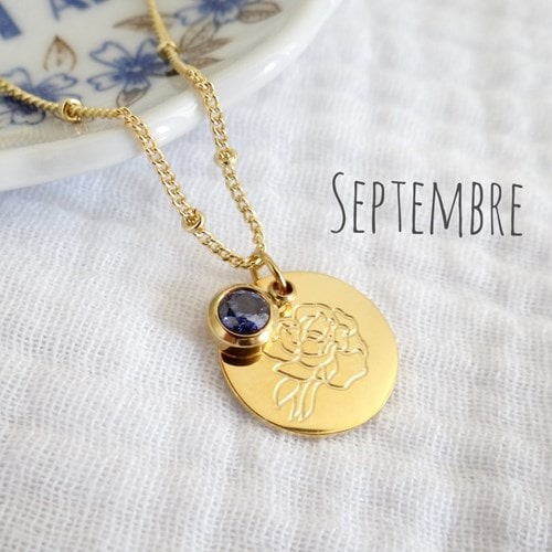 Collier fleur pierre naissance septembre