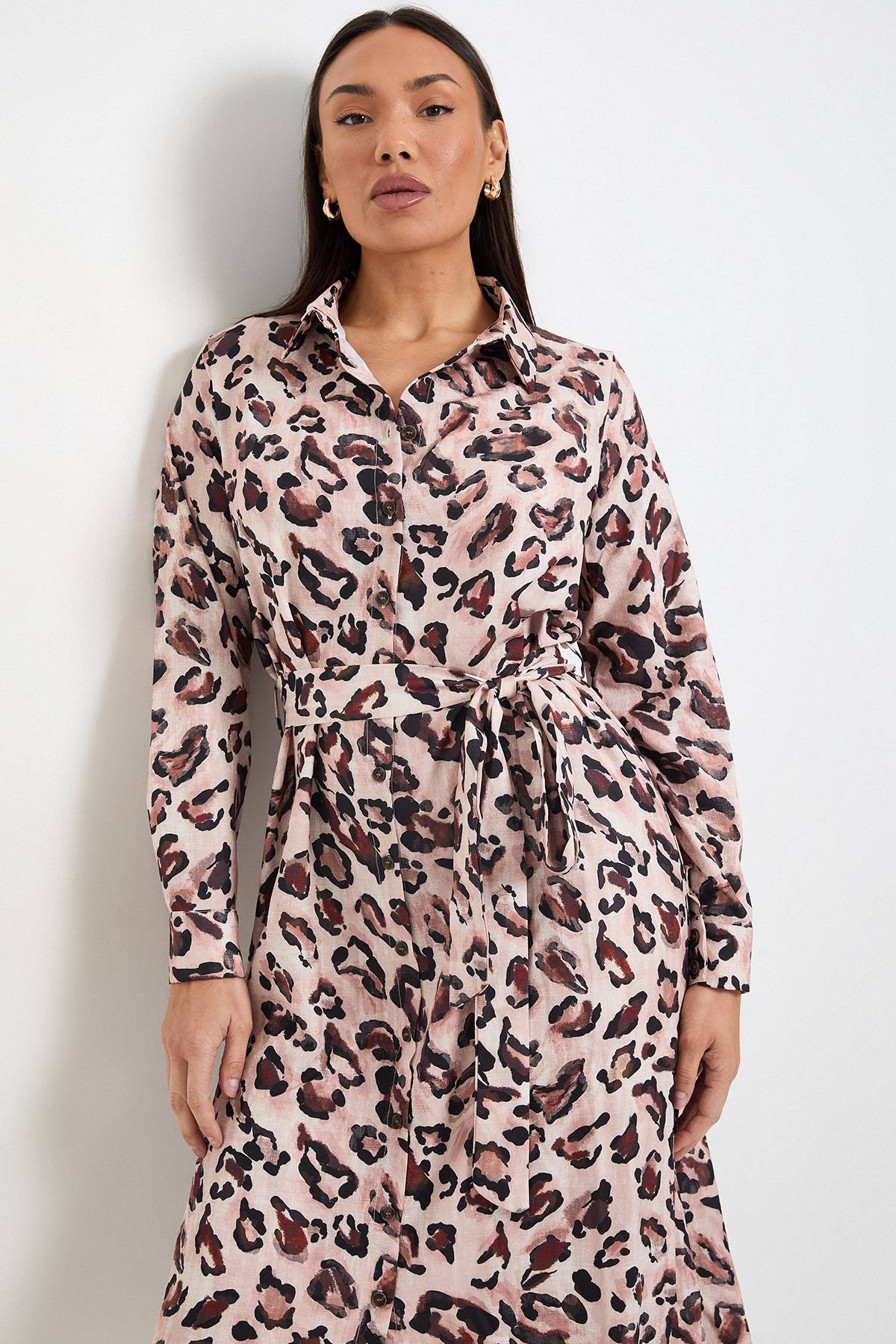 Wallis Robe Chemise Boutonnée à Col Imprimé Léopard