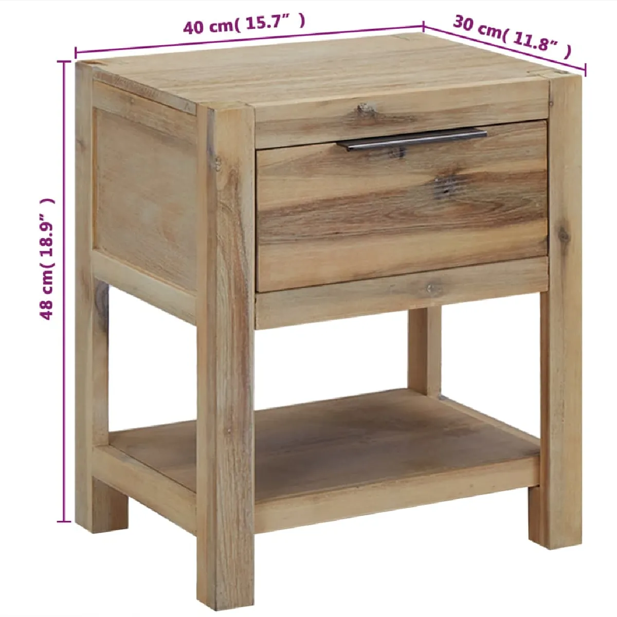 vidaXL - Acacia solide 2 pcs 40x30x48 cm
