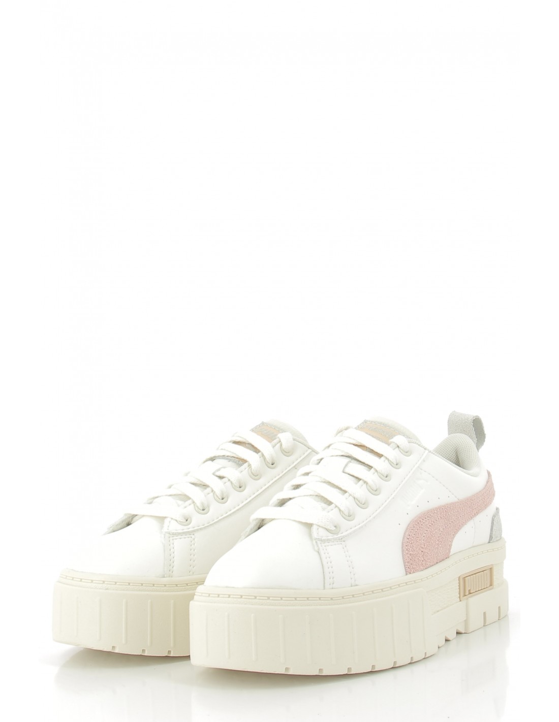 puma Sneakers compensées femme mayze thrifted cuir blanc/rose