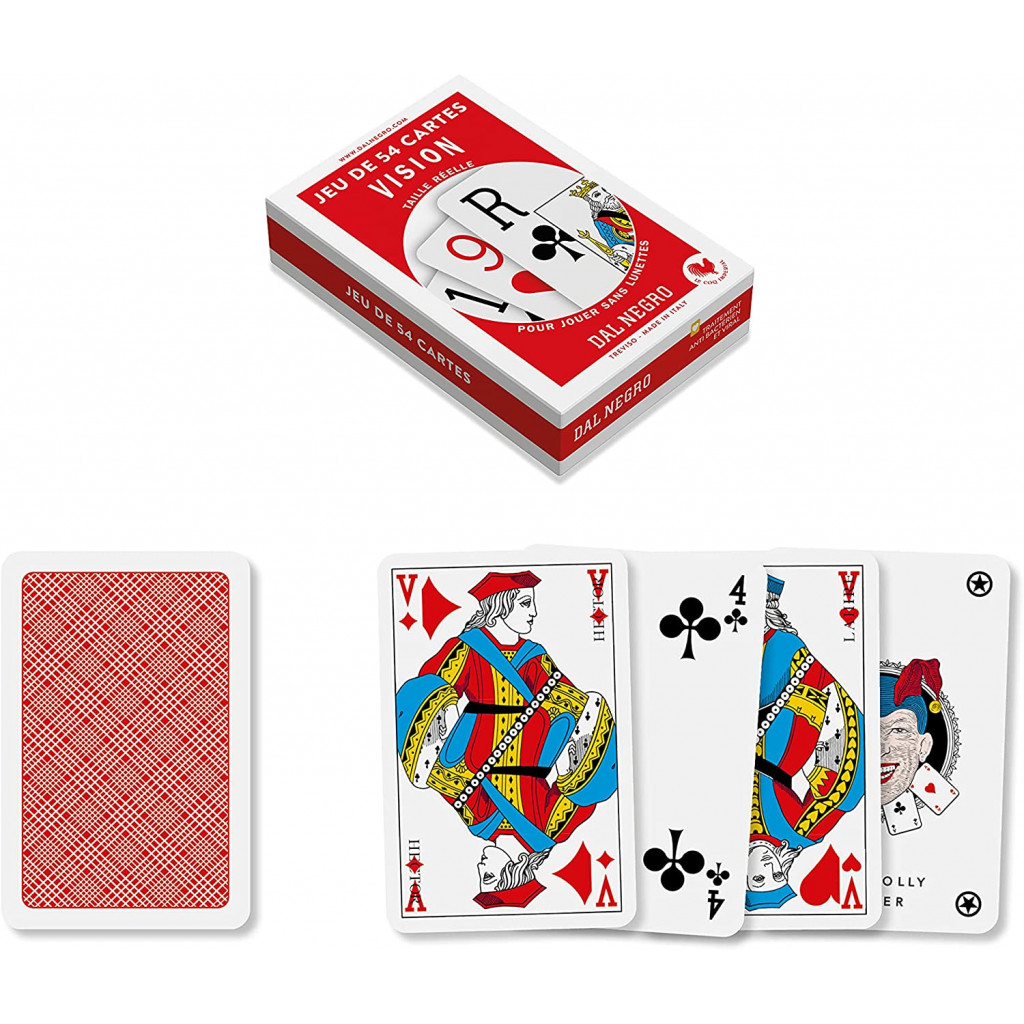 Jeu de 54 cartes Bridge - rouge - VISION le Coq Imperial