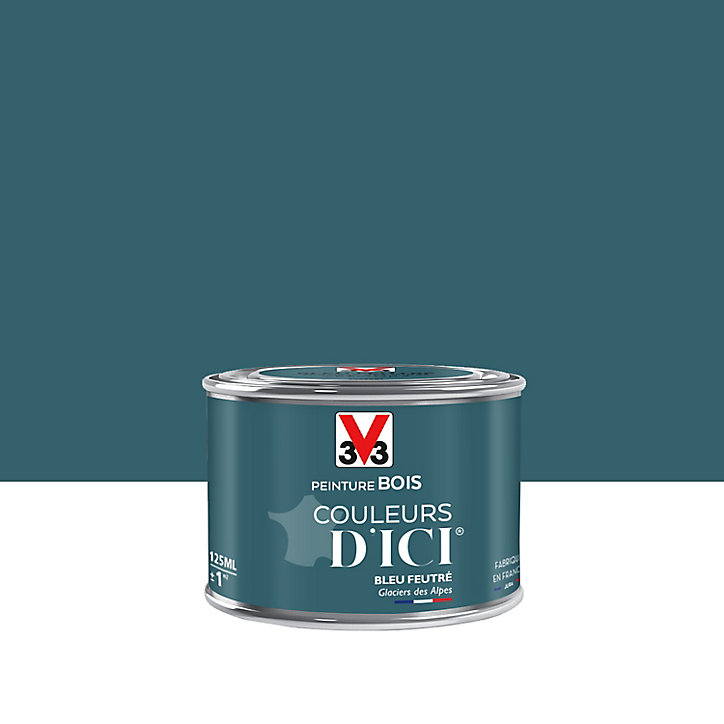 Peinture extérieure bois Couleurs d'ici bleu feutré Velours V33 0,125L