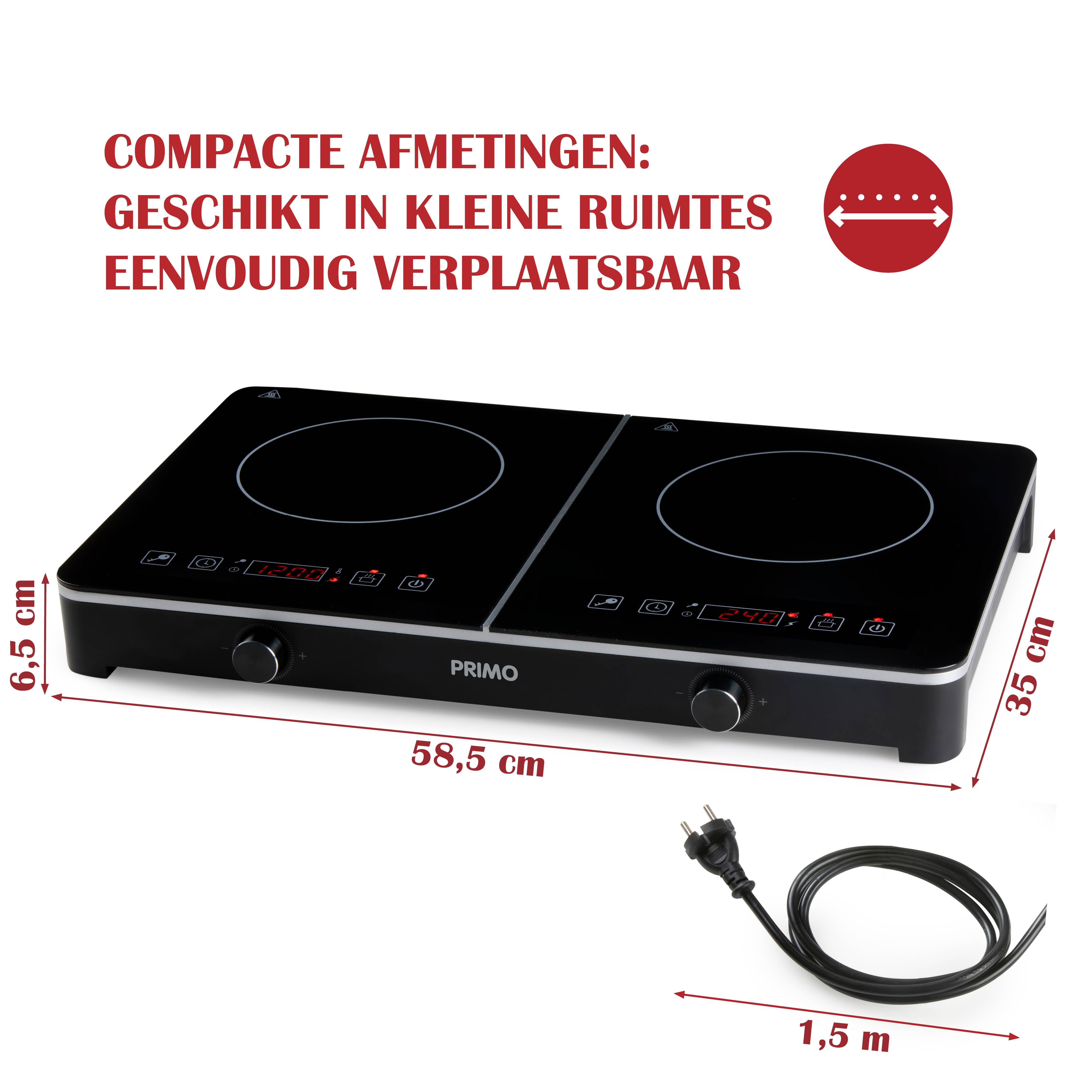 PRIMO PR303IKP dubbele inductiekookplaat