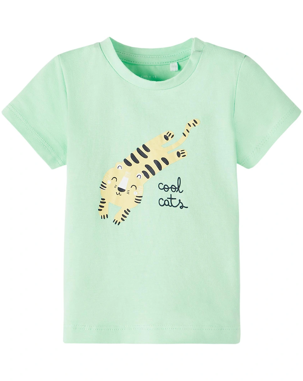 T-Shirt NBMFUNO - TIGER in green ash