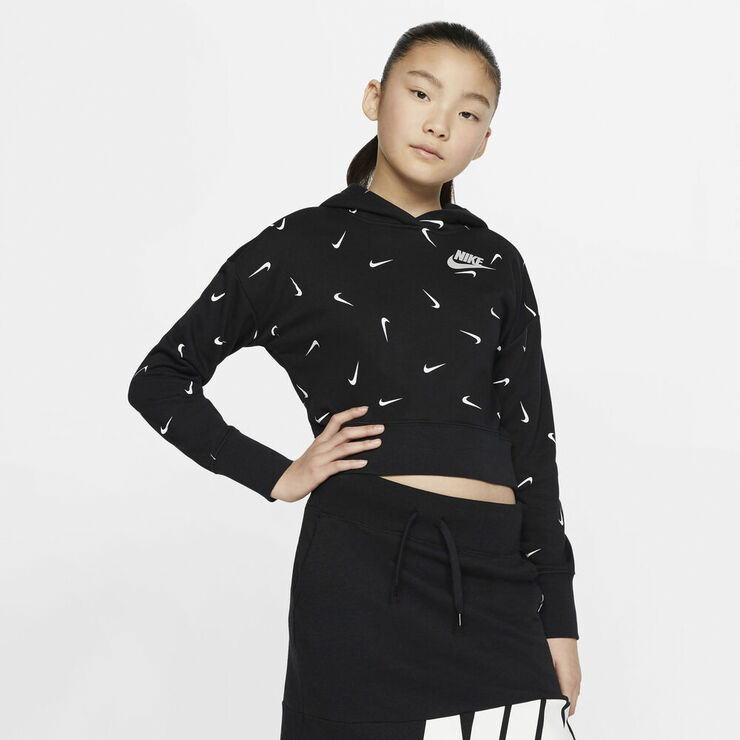 Nike Sportswear Cropped French Terry Hættetrøje Sort