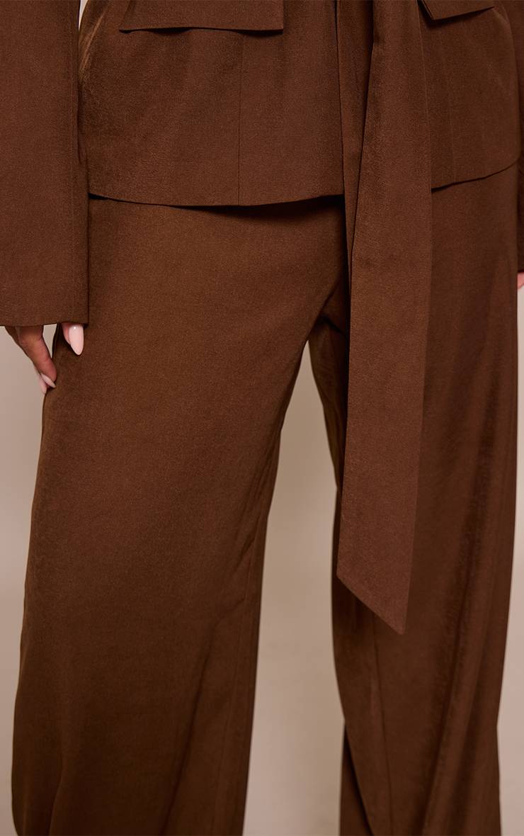 Chocolat Pantalon Large Tissé À Jambes Évasées Coordonné Shape
