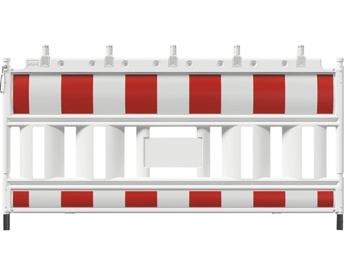 EURO2 afrasteringshek type Nox kunststof met afrastering, voelband en retroreflecterende folie type RA1/A rood-wit en vervangbare lampadapters 200 x 100 cm