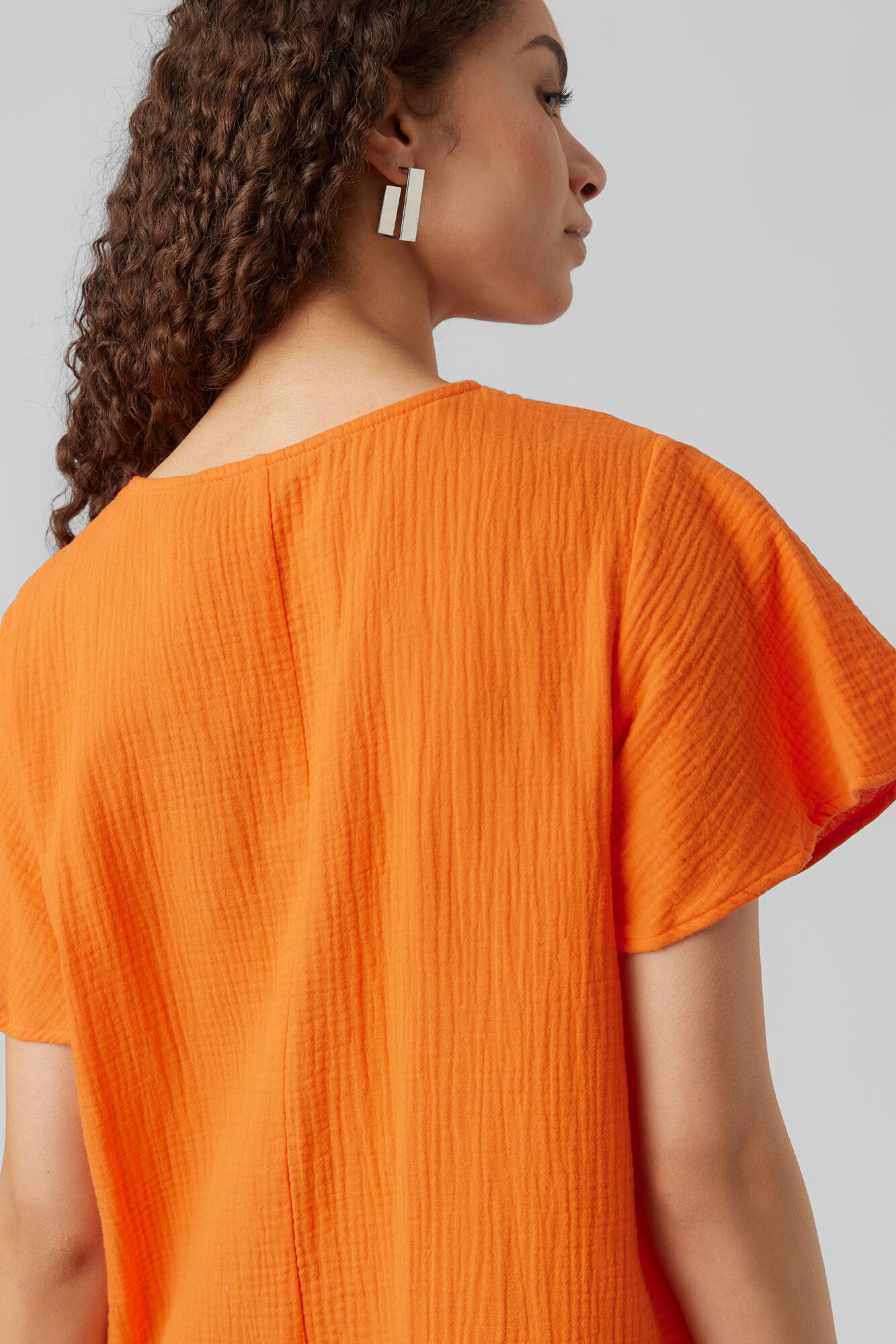 Vestido curto de algodão - Laranja