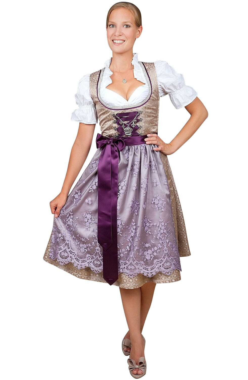 Midi Dirndl 2-teilig Brokat