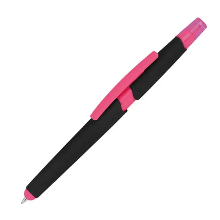 Macma Touchpen Kugelschreiber mit Textmarker und Touchfunktion, pink, 5 Stück
