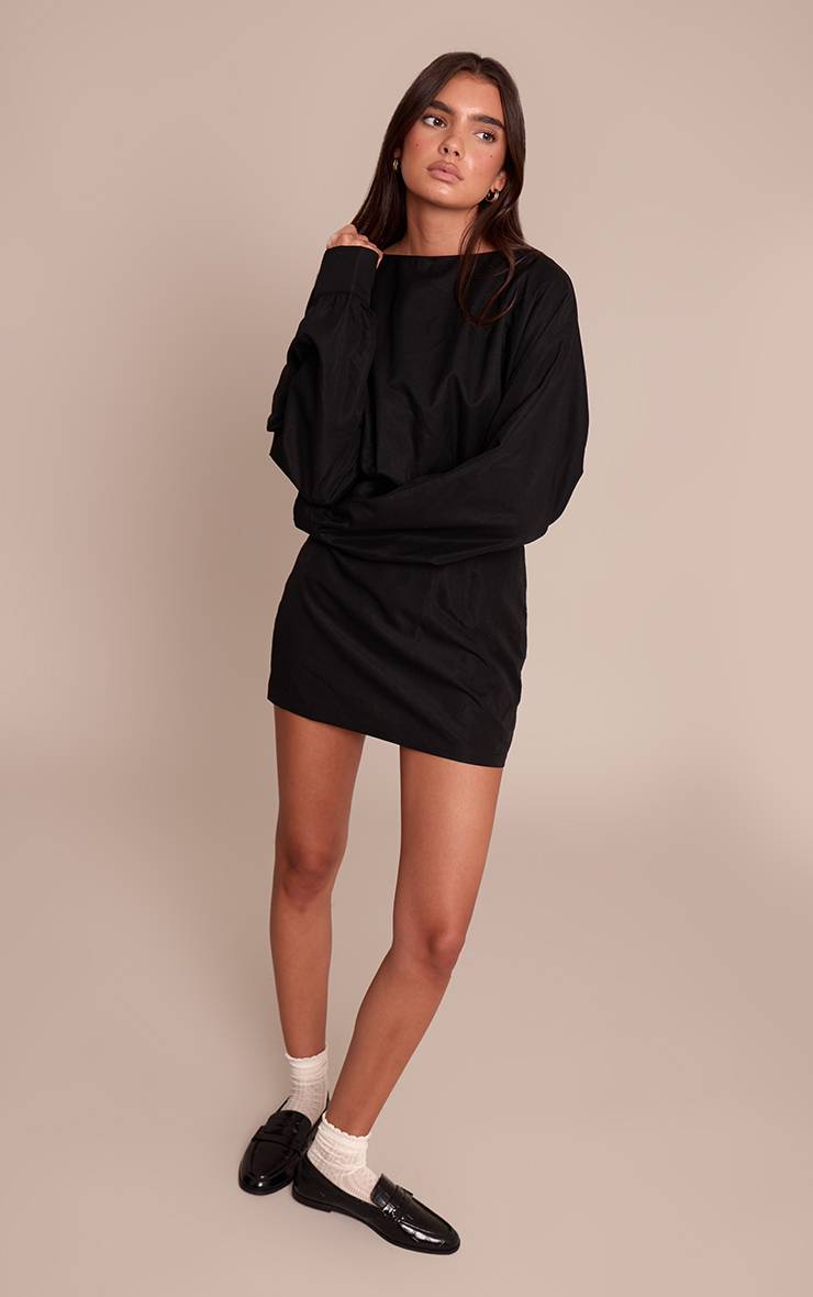 Noir Robe Moulante En Popeline De Coton Chocolat