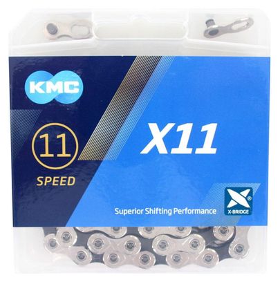Chaîne KMC X11 118 Maillons 11 Vitesses Argent/Noir