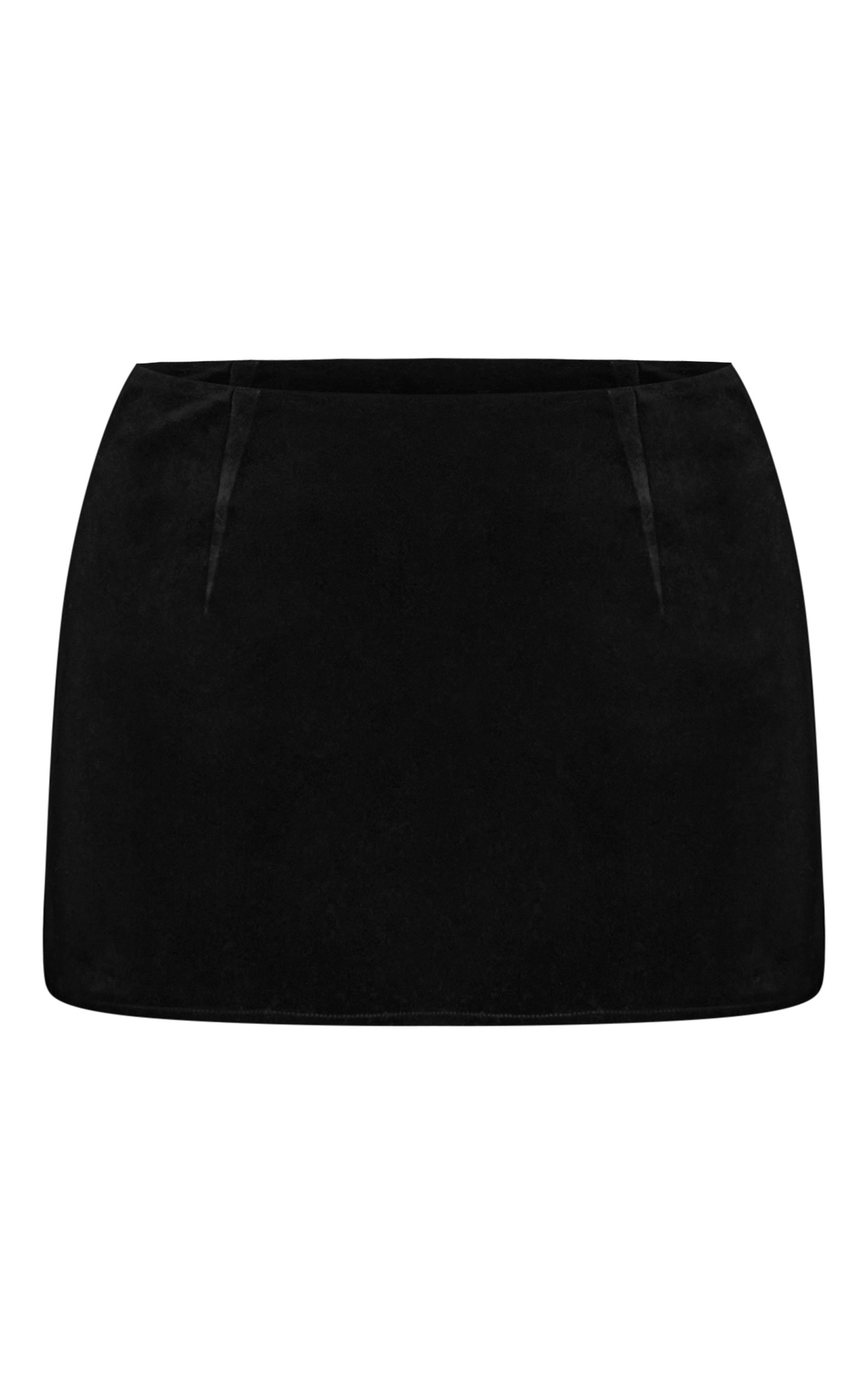 Noir Ensemble Coordonné Jupe Courte En Velours Ajustée