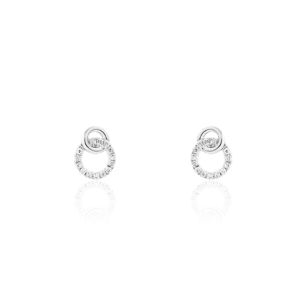 Boucles D'oreilles Puces Mahaut Or Blanc Diamant