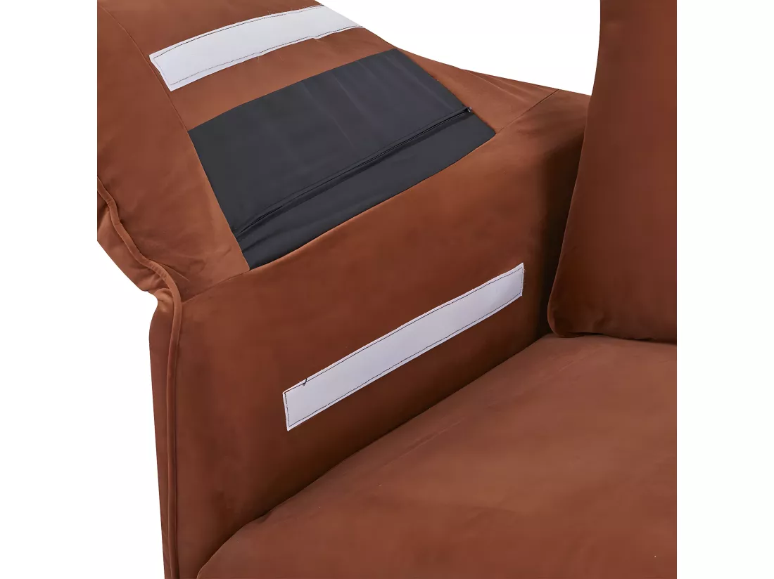 Canapé 3 places dimensions 180 x 90 x 86 cm en tissu velours couleur terracotta et pieds en métal - YORK