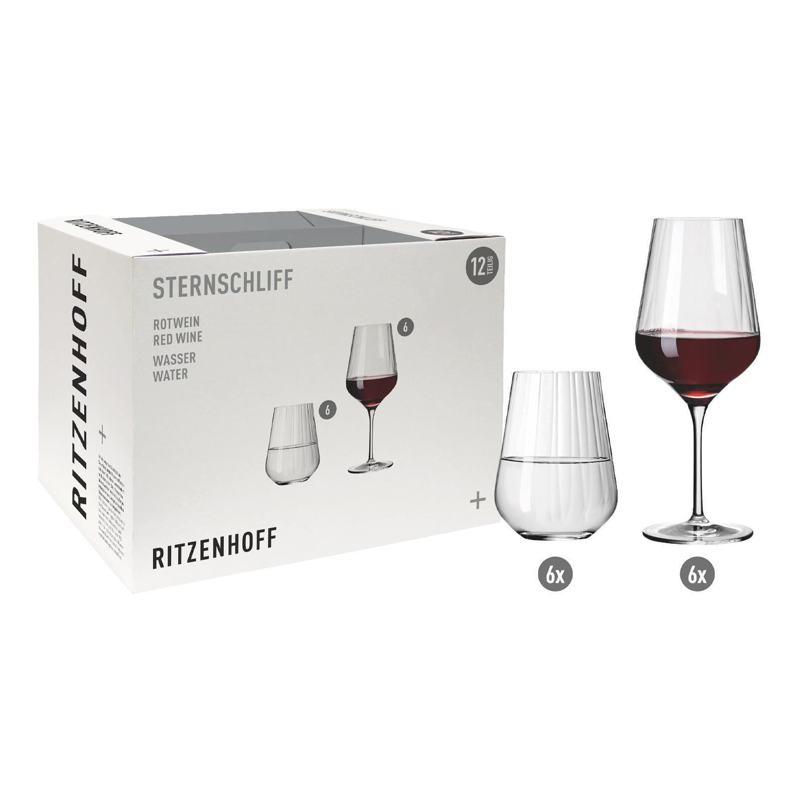 Ritzenhoff Rotwein- und Wassergläser Sternschliff 12er Set