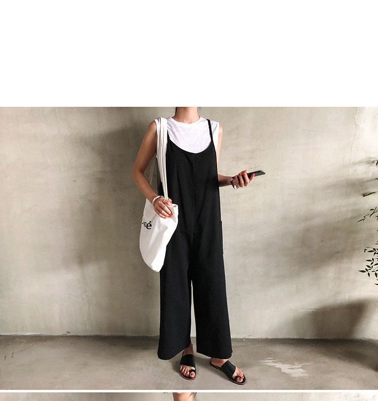 Inchioh - Effen jumpsuit met spaghettibandjes
