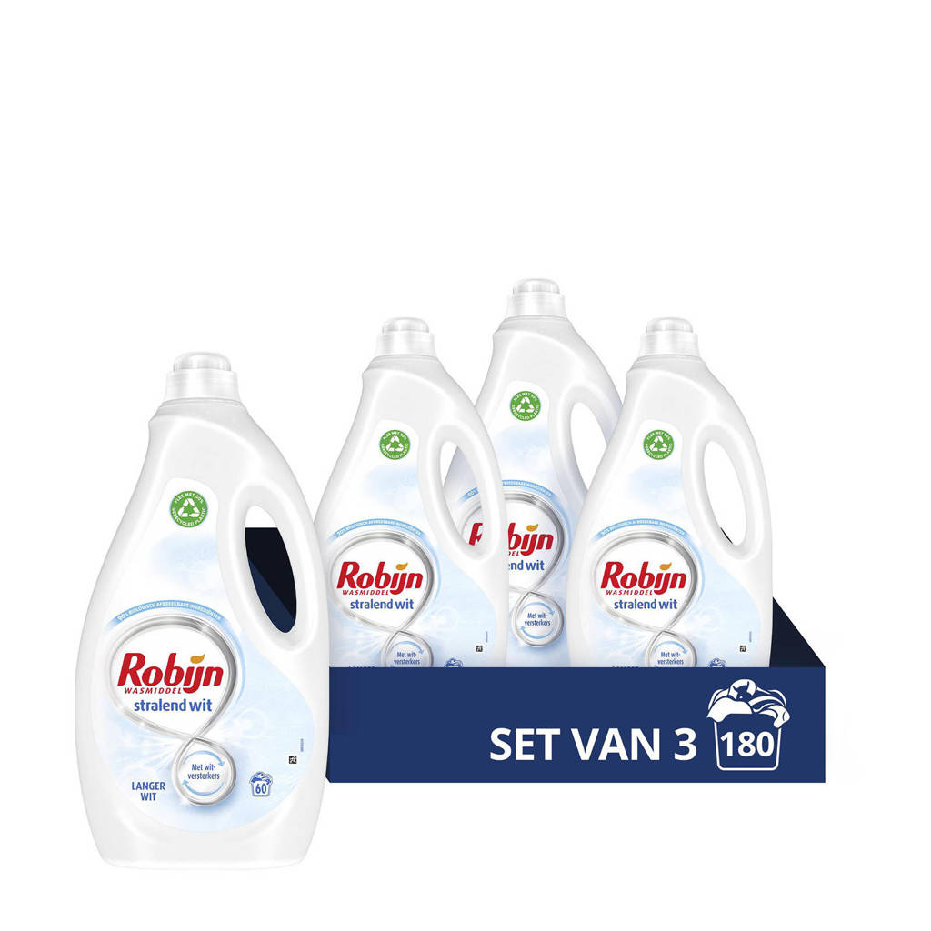 Robijn wasmiddel witte wasvloeibaar wasmiddel Stralend Wit - 3 x 60 wasbeurten - 180 wasbeurten