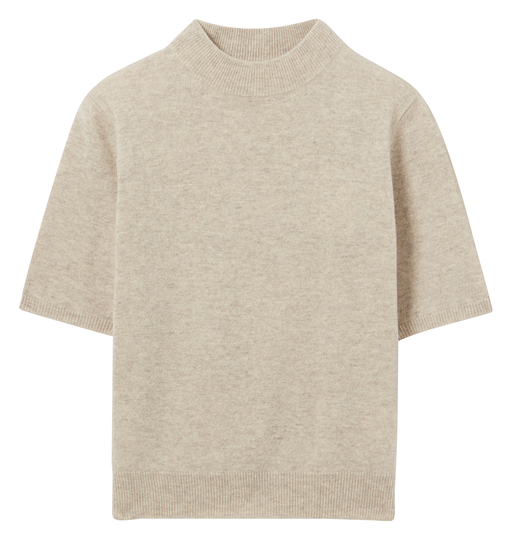 Pull manches courtes en laine | Beige