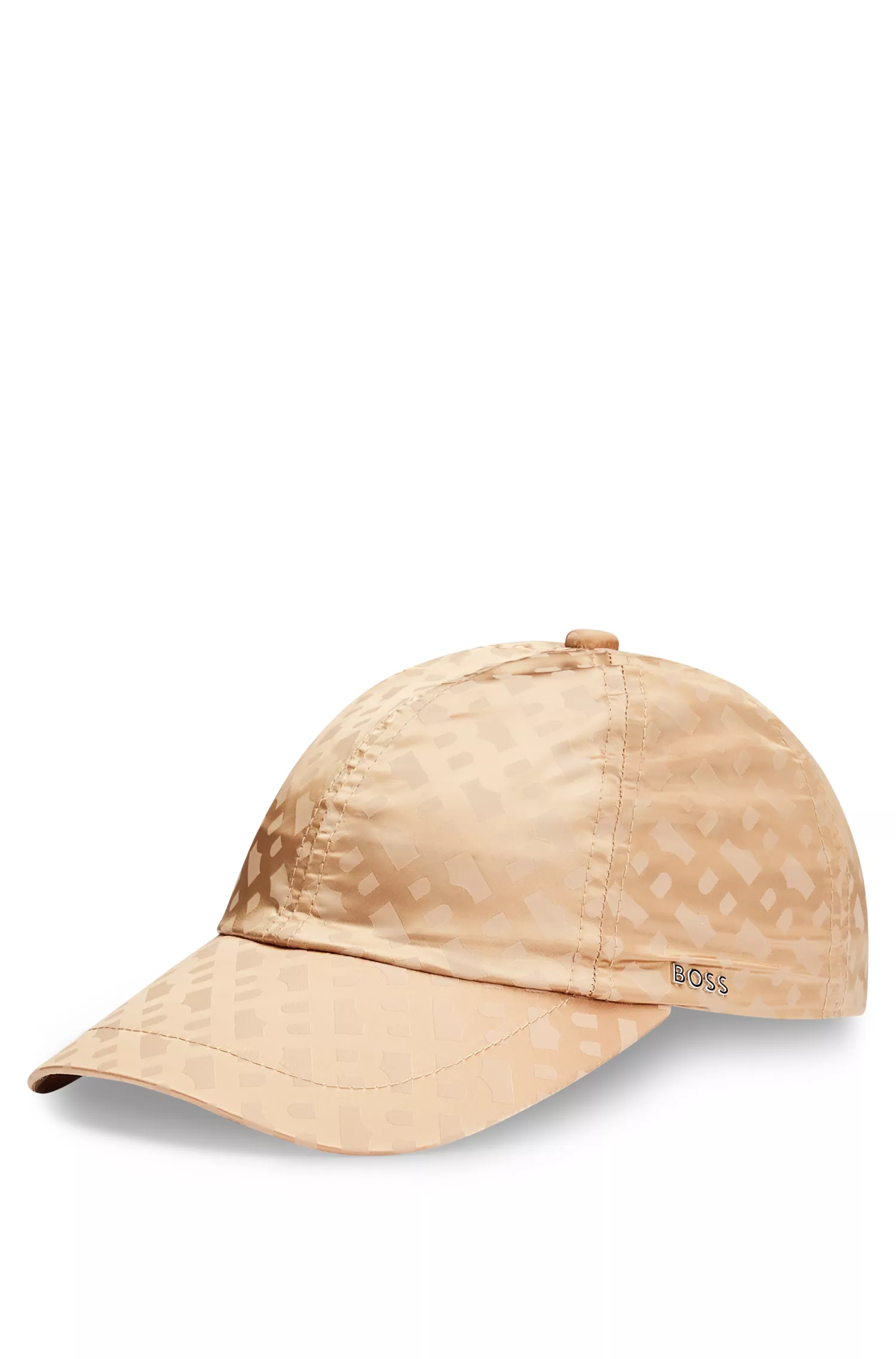 Boné BOSS preto, repelente à água, com jacquard de monograma.