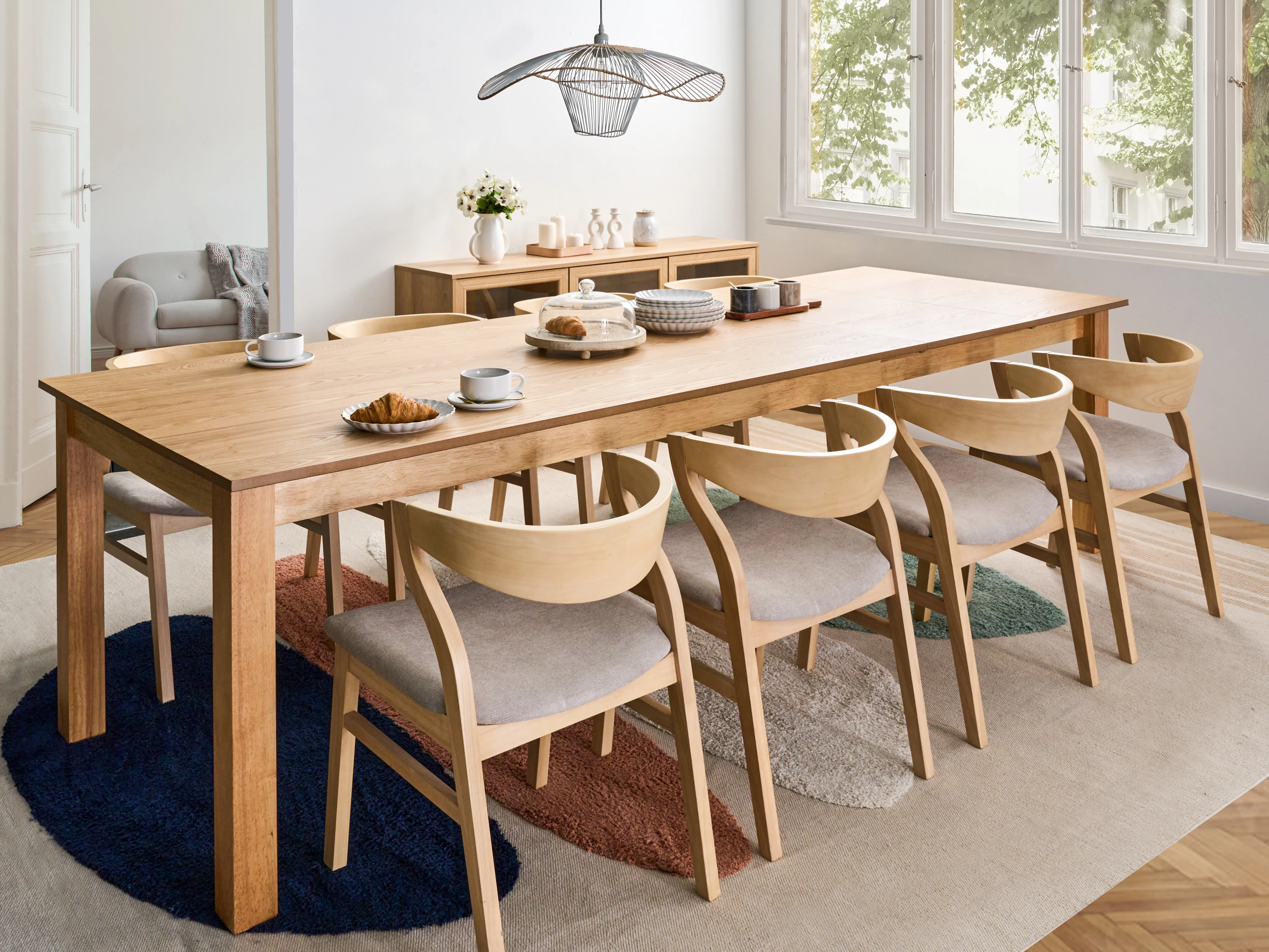 Eettafel uitschuifbaar MADURA Licht essenhout 100 cm 180/280 cm