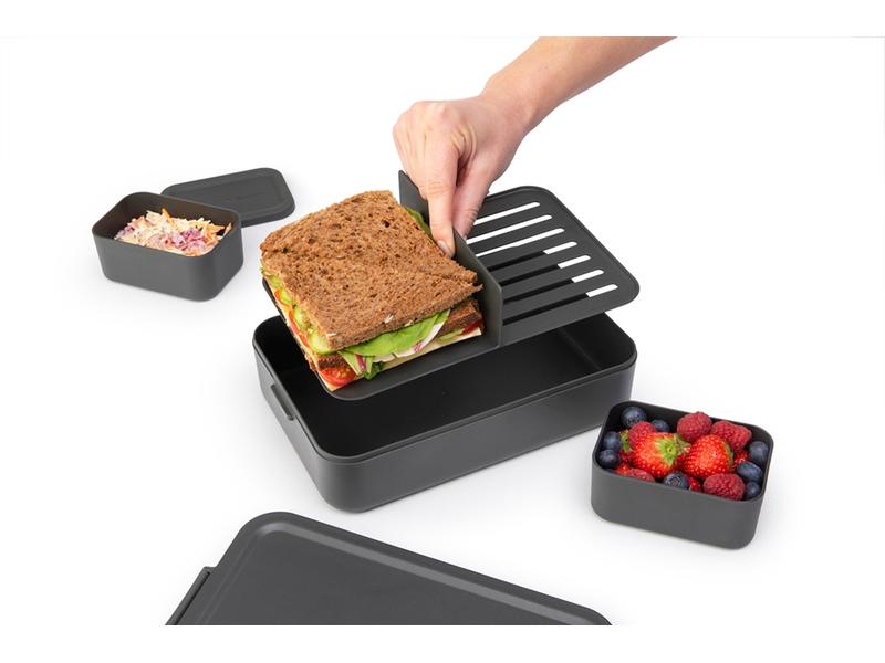 Brabantia Lunchbox Make & Take 25.5 x 16.7 x 6.2 cm, Dunkel Znünibox