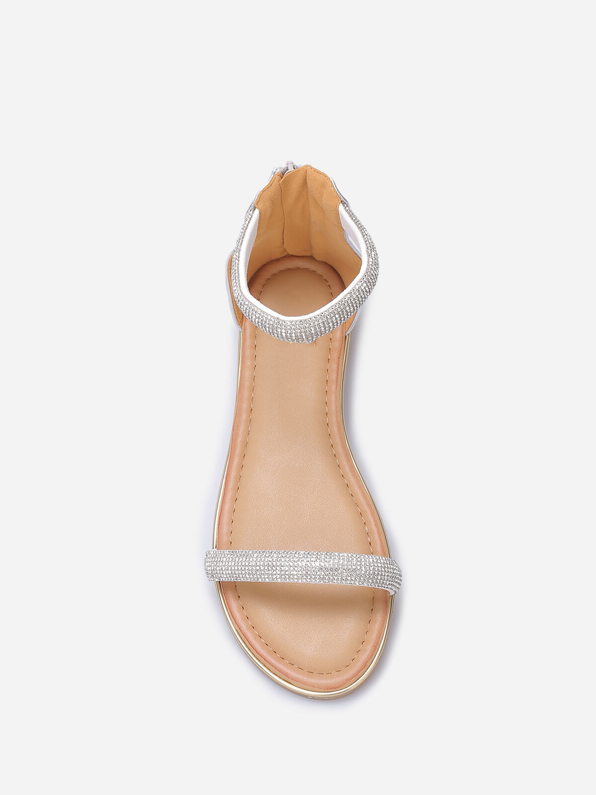 Sandales à strass et zippées à l'arrière- Argenté