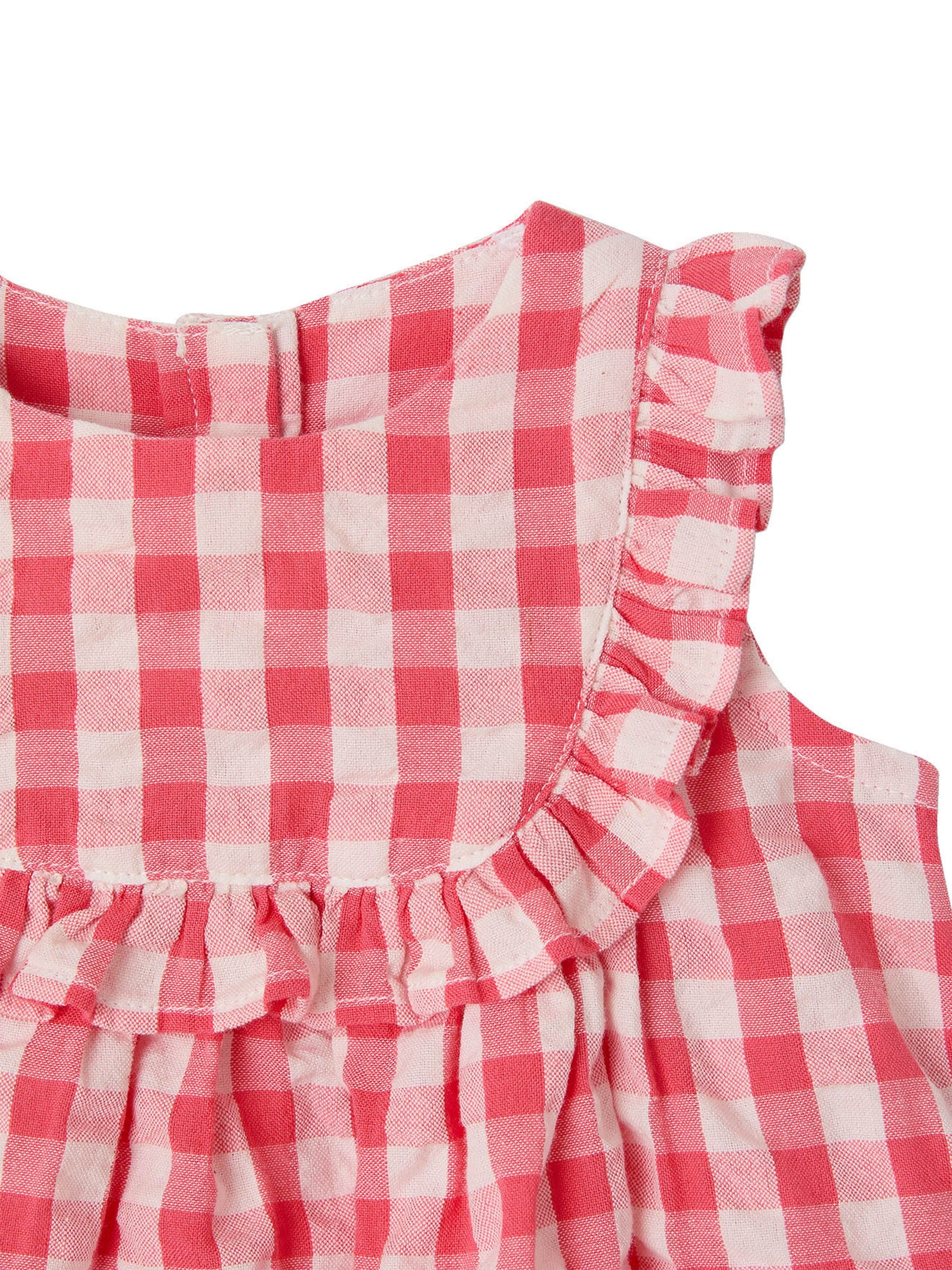 Vertbaudet Baby-Set mit Vichykaro: Kleid & Slip himbeer