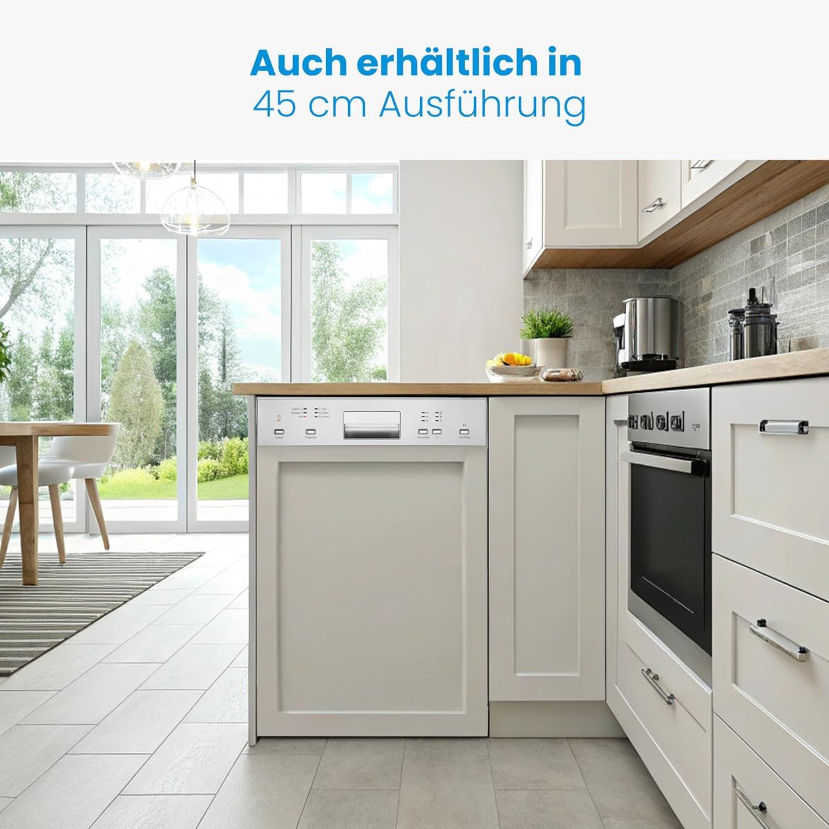 Bomann Spülmaschine Geschirrspüler 60cm, teilintegrierte Ausführung, sehr leise, Spülmaschine teilintegriert 60 cm, automatische Türöffnung, inkl. Aquastop, 40°-65°C, 6 Programme - GSPE 7423 TI