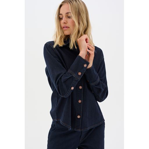 My Essential Wardrobe LaraMW Skjorte, Dark Blue Un-Wash, 40